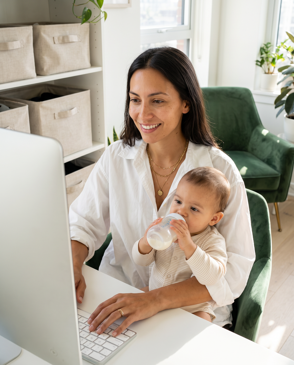 Home Office Bébé - exemple de photo générée par IA avec ce prompt