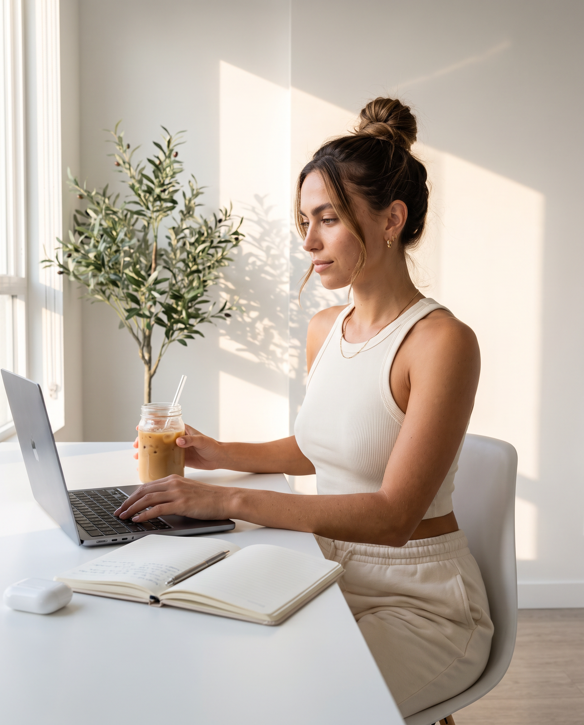 Golden Hour Desk - exemple de photo générée par IA avec ce prompt