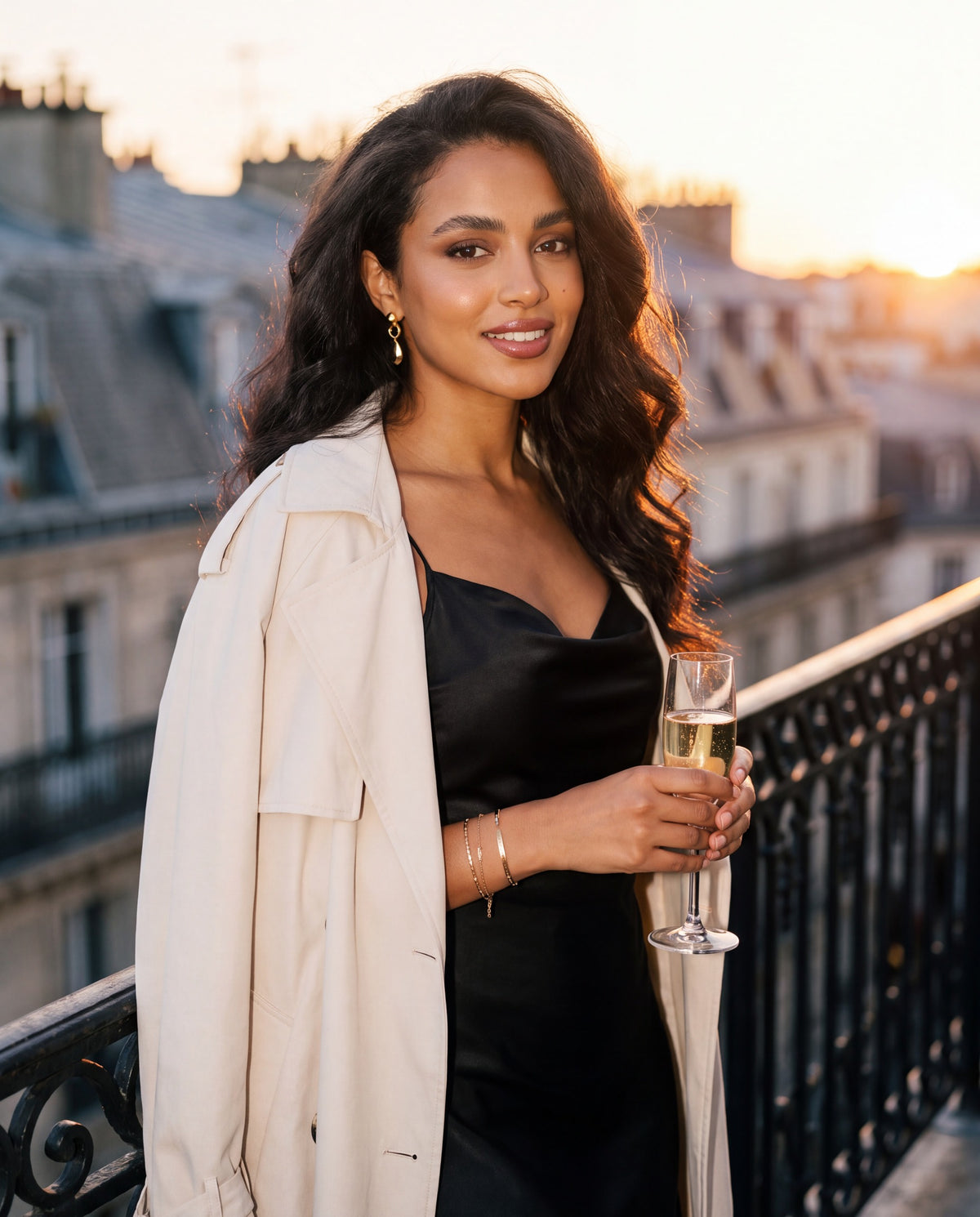 Balcon Parisien Champagne - exemple de photo générée par IA avec ce prompt