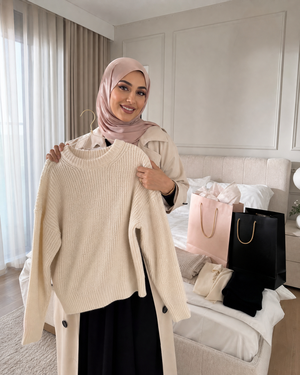 Prompt UGC Try-On Haul - essayage et sacs shopping, photo UGC mode