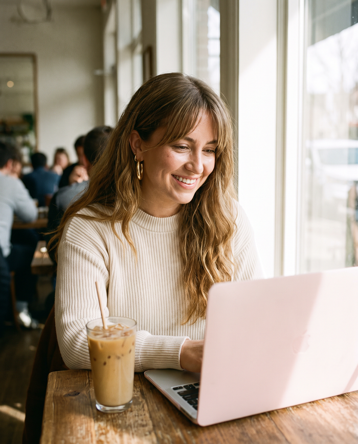 Laptop & Latte - exemple (image générée par IA)