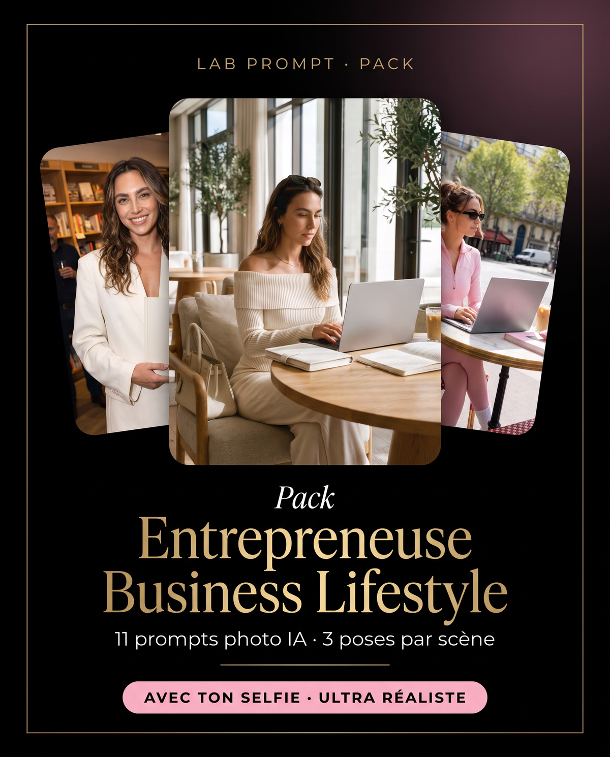 Pack Entrepreneuse Business Lifestyle - affiche du pack Lab Prompt, prompts photo IA