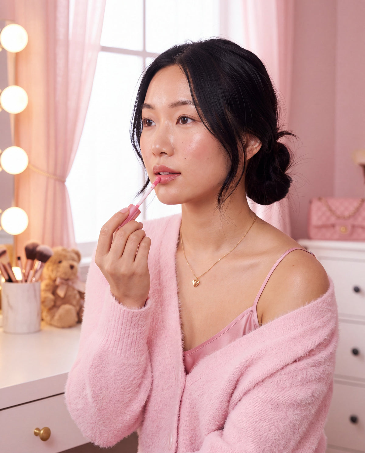 Gloss Coiffeuse Rose - exemple de photo générée par IA avec ce prompt